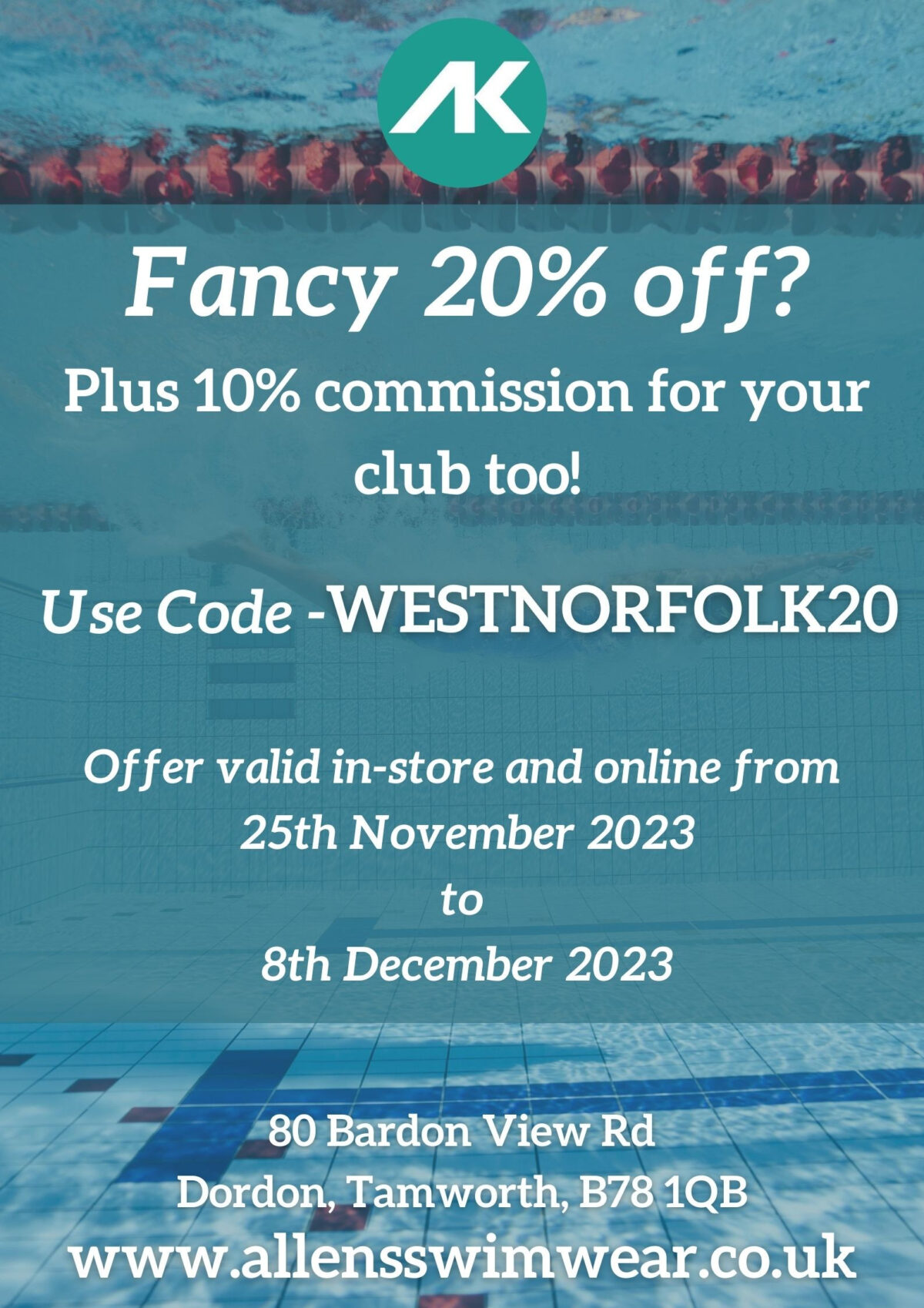 20 Discount for Club Members at Allens Swimwear West Norfolk